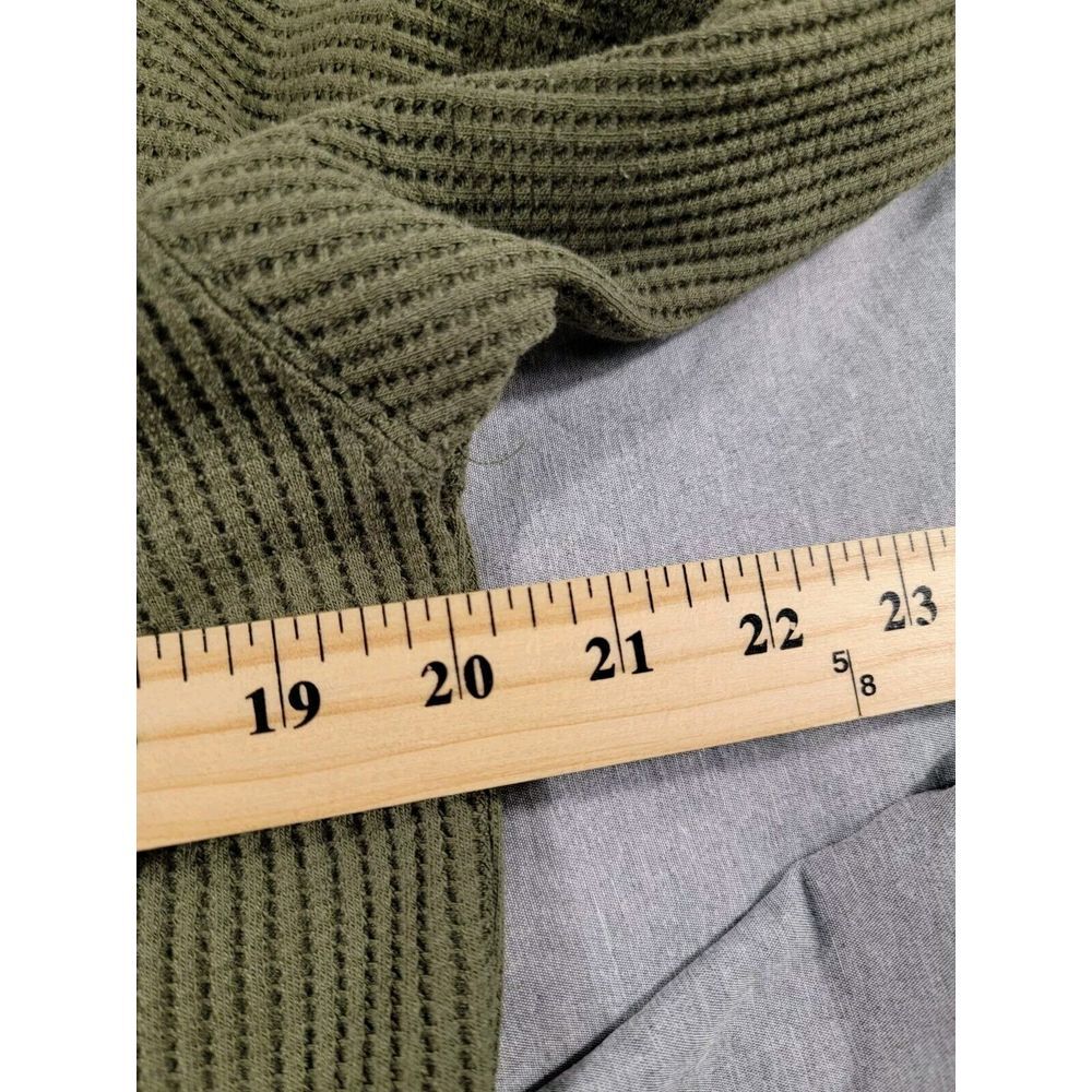 DELF USA Henley Waffle Knit Thermal Shirt Men's Large Long Sleeve Military Green - Picture 3 of 6